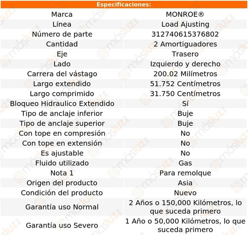 Kit 2 Amortiguadores Tra Gas Load Ajusting 1010 71/73 Foto 3