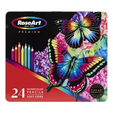 Roseart Lápices De Acuarela De Núcleo Suave De 24 Quilate.