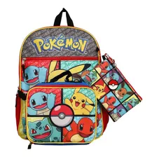 Mochila Backpack De Pokemon Set Con 5 Piezas 100% Original
