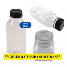 10un Garrafa Plástica 200ml Transp. C/ Tampa Preta Usicomp F