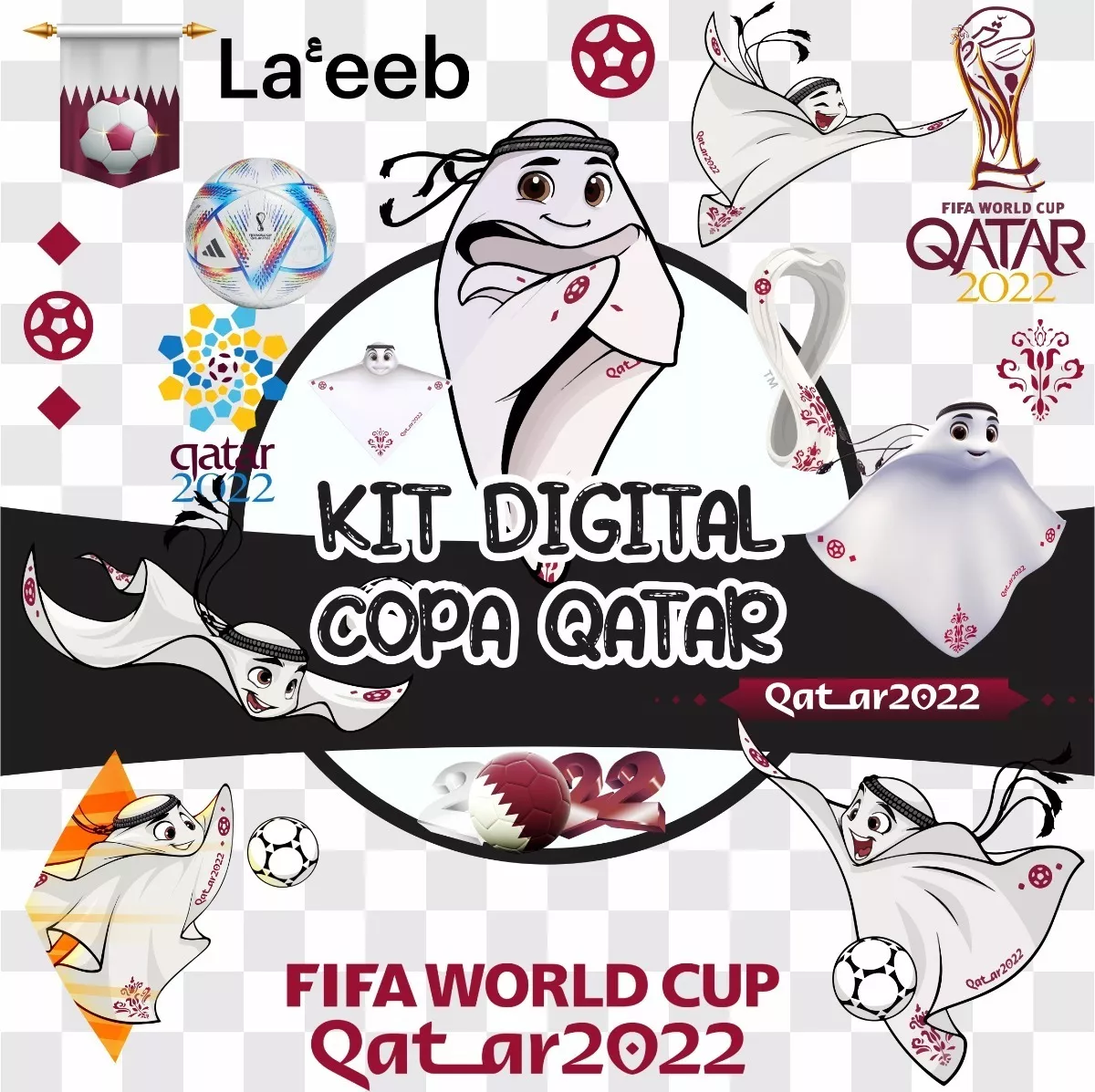 Kit Digital Copa Do Mundo Qatar Mascote 2022 Arquivo Png