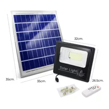 Reflector Led 100w + Panel Solar-control Luz Blanca Exterior Color De La Carcasa Negro Color De La Luz Blanco Frío