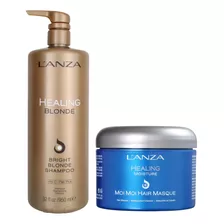 Kit L´anza Healing Blonde Shampoo 950ml E Máscara Moi Moi