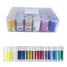 12 Pote Glitter Colorido Pó P/ Maquiagem Unha Balão Pinturas