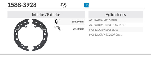 Balata Trasera Freno De Mano Acura Rdx L4 2.3l 07-12 Foto 2