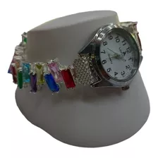 Pulsera Reloj Plata Ley 925 Con Piedras Circonias + Caja