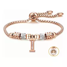 Pulseras Mujer Inicial Letra Pulcera Oro Rosado 18k Color Oro Rosa I