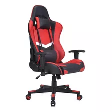 Silla Escritorio Gamer Pc Streamer Ajustable Reclinable 180 Color Rojo