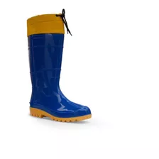 Bota Cano Longo Lavoura Pvc Resistente Azul, Solado Pu Forte