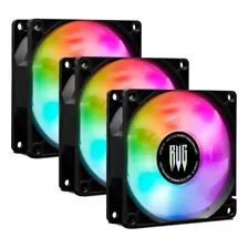 Kit 3 Cooler Fan Para Pc Cpu Ventoinha Air 80mm Led Rgb 12v 