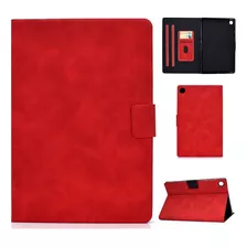 Funda De Piel Roja Para Lenovo M10 Plus Tb-x606f