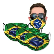 Máscara Bandeira Do Brasil Proteção Dupla Face Verso Verde
