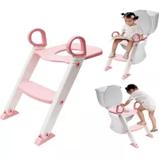 Assento Redutor Infantil Com Escada Para Vaso Sanitário Cor Rosa Liso