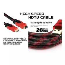 Cable Hdtv Hdmi Macho A Macho 20 Metros - Mallado Y Filtro