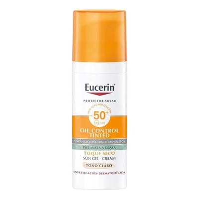 Eucerin Oil Control Protector Solar Facial Con Color Tono Claro Fps50+ Para P...