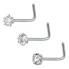 Piercing Nariz Nostril Estrela Pedra Zirconia 3mm Pt De Luz