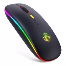 Mouse Inalambrico Recargable Iluminado Led Rgb Ultra Fino ® Color Negro