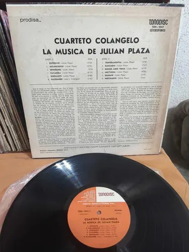 Cuarteto Colangelo - La Musica De Julian Plaza - vinilo 1973