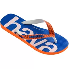 Ojotas Havaianas Originales Logomania Mid Tech Azul-naranja