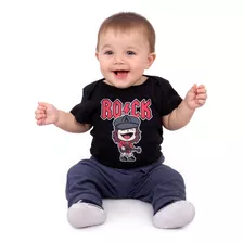 Body Bebê Rock Acdc Kids Preto