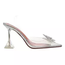 Tacones Aguja Elegantes Con Lazo De Cristal Transparente