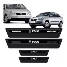  Kit 8 Adesivo Soleira Premium Porta Polo Hatch Sedan Preto