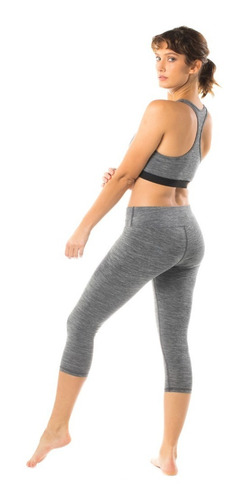 Conjunto Deportivo Mujer Calzas Y Top Gris Oscuro  Mizu