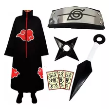 Capa Manto Akatsuki Naruto Bandana Itachi Kunai Shuriken