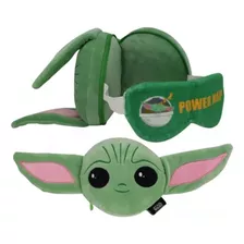 Máscara De Dormir C Almofada Sleep Mask 2 Em 1 Viagem Disney Cor Verde Baby Yoda