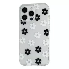 Case Para iPhone Flores Negras Y Blancas - Funda Protectora