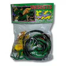 Kit 12 Insetos Animais Borracha Realista Brinquedo Pegadinha Cor Verde