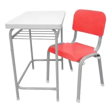 Mesa Infantil Escolar Com Cadeira Reforçada LG Flex Vermelha