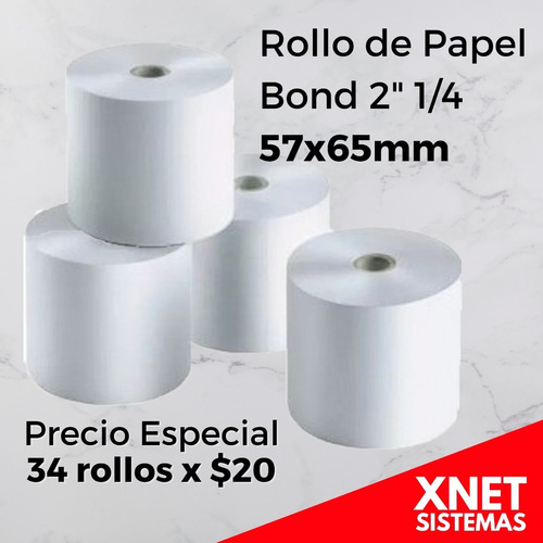 Rollo De Papel Bond 57x65mm 
