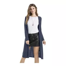 Cardigan Casaco Longo Malha Excelente Caimento Listrado M-gg