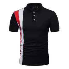 Blusa Casual Empalmada De Manga Corta Polo Para Hombres