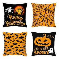  Capas De Travesseiro De Halloween 18 X 18 Conjunto De 4, De