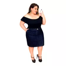 Saia Feminina Jeans Plus Size Média Com Lycra Para