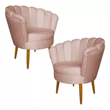 Par Poltrona Delicada Pérola Para Decorar Quarto Sala Rosa