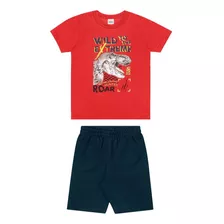 Conjunto Camiseta Bermuda Infantil Dinossauro Confortável