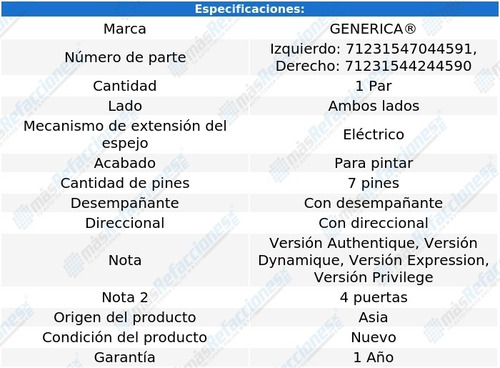 Par Espejos Elect P/pintar C/desemp C/direcc Fluence 11-17 Foto 2