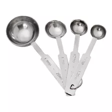 Conjunto De 4 Colheres Medidoras Em Aço Inox Mimo Style Cor Prateado