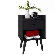 Mesa De Cabeceira Retrô Decore 1 Gaveta 5 Cores - Rpm Móveis Cor Preto/preto