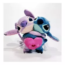 Casal Pelúcia Original Disney Stitch E Angel Abraçados 20 Cm