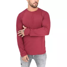 Kit 3 Camisetas Manga Longa Masculina Algodão Básica Top