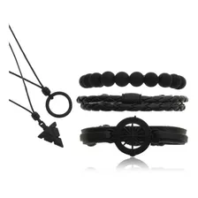 Pulseiras Masculinas Kit C/03 Pulseiras + 2 Colares Flecha