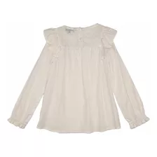 Blusa Ferrioni Para Niña Manga Larga Regular Color Blanco