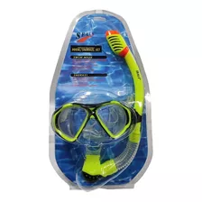 Careta Buceo Snorkel Doble Válvula Silicona Vidrio Templado