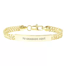 Grabado Gratis Esclava Doble Barbada, Oro Laminado 18k