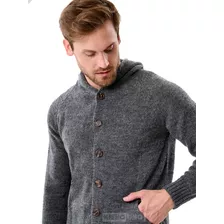 Cárdigan Lana Hombre Tejido Saco Campera Sweater Con Capucha