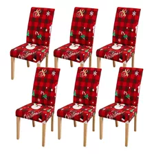 6fundas Elastica Sillas Comedor Asiento Navideños Decoración